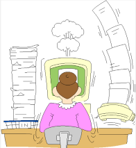 Busy writing at a desk